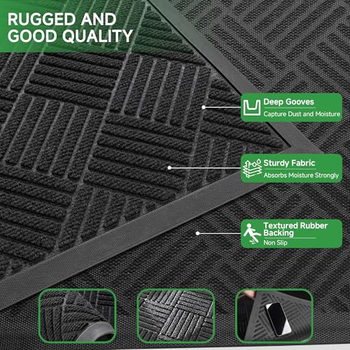 Front Door Mat (3' x 4' (Rectangular) / Black Diamond)