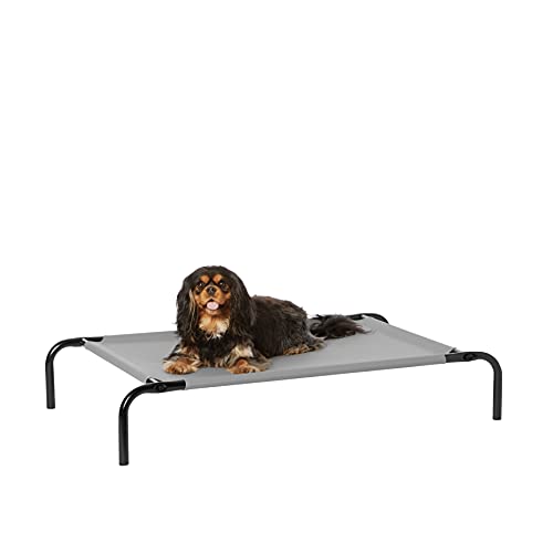 Cooling Breathable Elevated Dog Bed with Metal Frame for Small Dogs (Grey / Small)