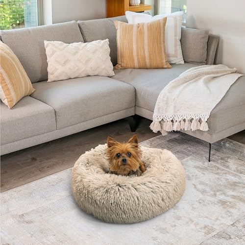 Original Calming Donut Dog Bed (Taupe Shag / X-Small)