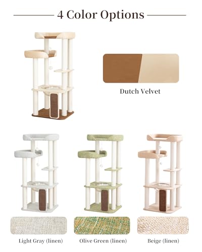 53" Cat Tree Tower for Large Cats (White 53'')