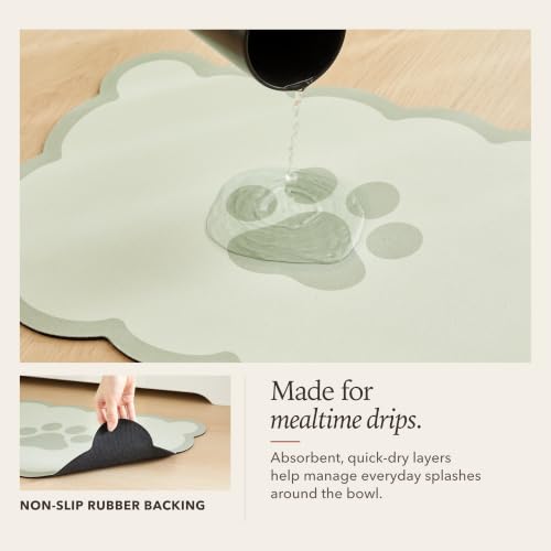 Scalloped Dog Feeding Mat (Green / 19"L x 14"W)