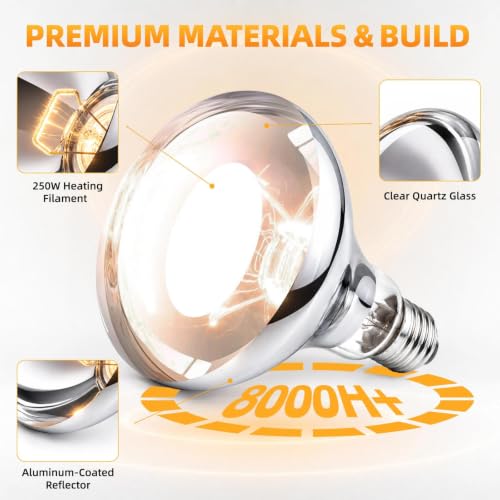 250W Clear Heat Lamp Bulbs (White / 4 Pack)