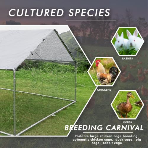 20x10 FT Extra Large Metal Chicken Coop (236.16"L x 118.1"W x 76.8"H)