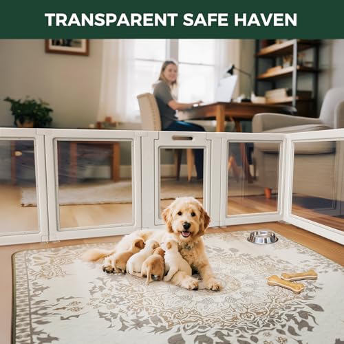 AuraSpace Clear Acrylic Indoor Dog Playpen (White / 24"H)