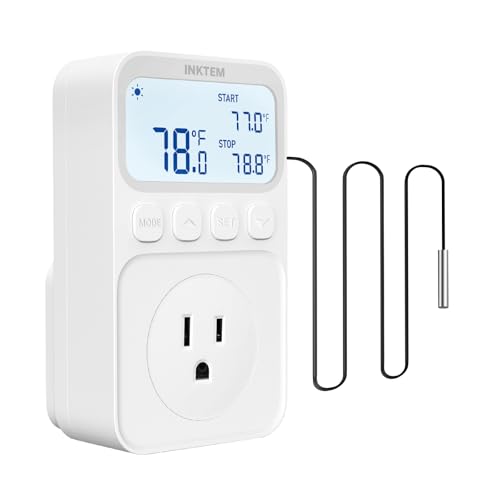 Plug in Temperature Controlled Outlet for Heater (Gray)