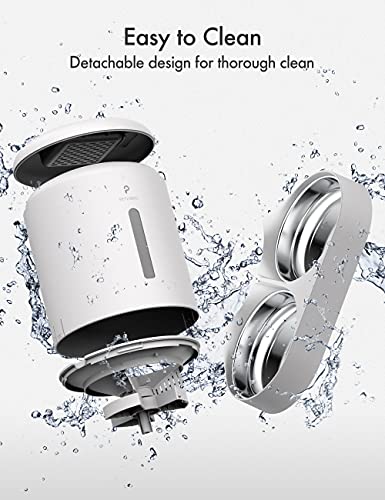 Automatic Cat Food Dispenser for 2 Pets 5L Auto Dog Feeder Dry Food Dispenser with Splitter & 2 Stainless Bowls (White / 5L (Basic))