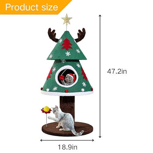 47.2in Christmas Cat Tree (Green / 47.2in)