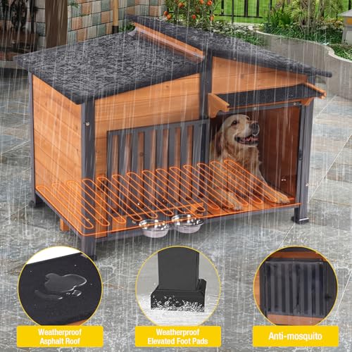 Outside Chew Resistant Heated Dog House with Metal Frame (Wood / XL-IN)
