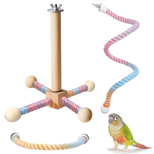 Colorful Bird Rope Perch 3 PCS Climbing Parakeet Toys Bendable Swing
