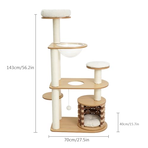 56 Inches Tall Wooden Cat Tree