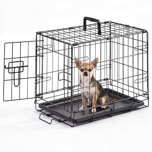 Small Dog Crate 18 Inch Foldable Single Door Dog Cage Pet Kennel (18.0"L x 12.0"W x 14.0"H)