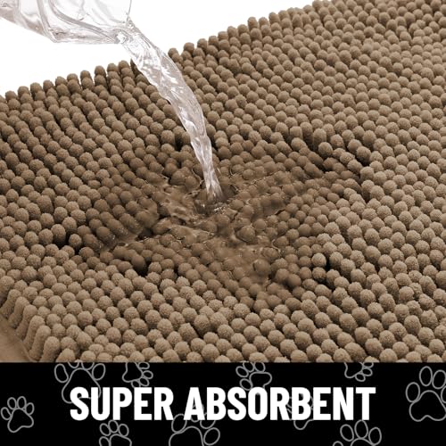 Dog Door Mat for Muddy Paws (47"X20" / Camel and Black)