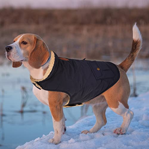 Warm Puffer Dog Jacket Thick Plush Quilting Small Winter Coat (Small / Dark Navy)