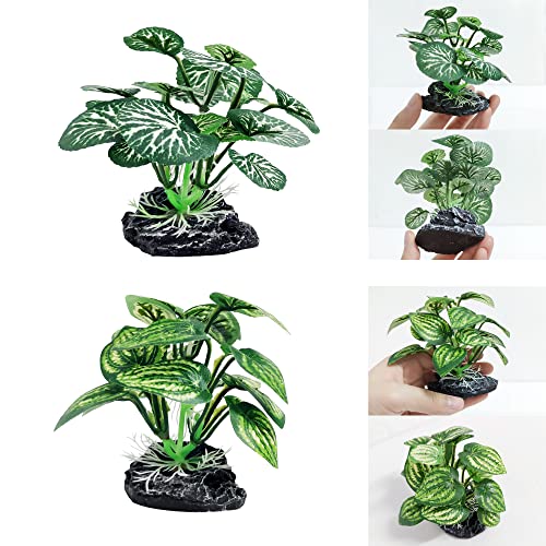 4PCS Aquarium Plants Betta Fish Tank Decorations Small Size Soft Faux Silk Aquarium for Hiding Fish Reptil (A-4pcs Set/Green)