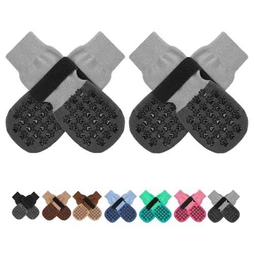 Anti Slip Dog Socks to Prevent Licking Paws for Hot (Gray Two Color(Pack of 4) / Medium)