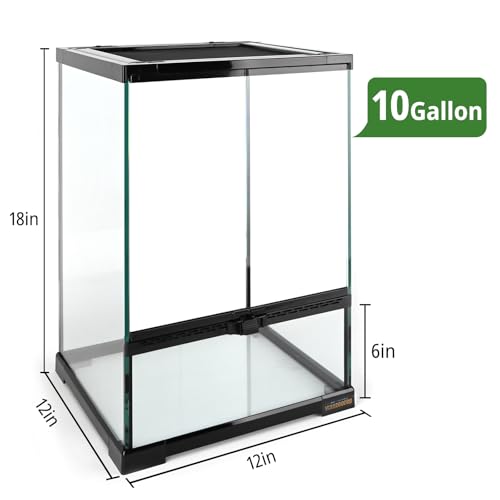 11 Gallon Reptile Glass Tank Vertical Terrarium 12"x12"x18" Habitat Enclosure with Front Openning Door and Top Screen Ventilation for Geckos (12x12x18 inch)