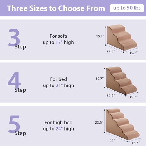 Dog Stairs for High Beds (Fleece Brown)