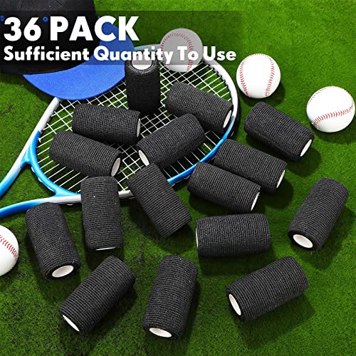 36 Pcs Self Adherent Bandage 4" X 5 Yard Wrap Breathable (Black / 4" X 5 Yard)