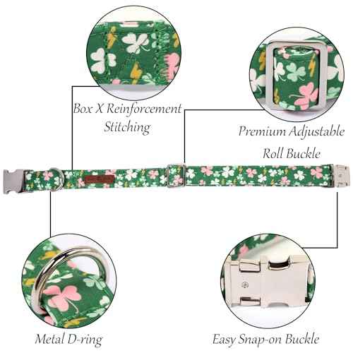 St. Patrick Dog Collars with Bow tie (G&P Clover / Large (Pack of 1))