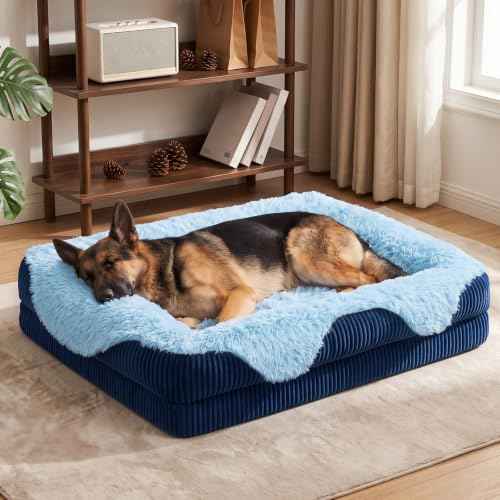 Orthopedic Dog Bed Extra Large Sized Dog (Blue / 44"L x 31"W x 7"T)
