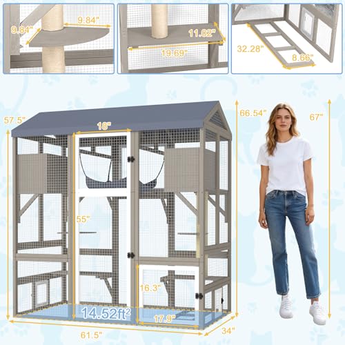 Catio Outdoor Cat Enclosure (61.5"L x 34"W x 66.54"H)