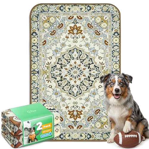 Washable Pee Pads for Dogs (Boho Beige / 27" x 41" (2 Packs))