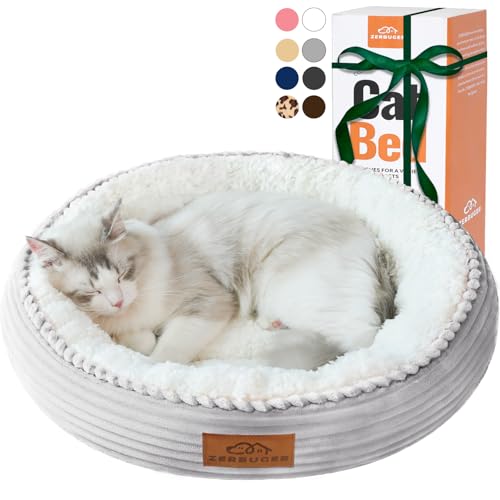 20in Light Grey Round Dog Bed Sofa for Dogs Cats (Light Grey / Small)