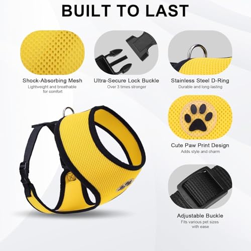 Small Dog Harness (L (NECK: 17", CHEST: 18.8"-24") / Yellow)
