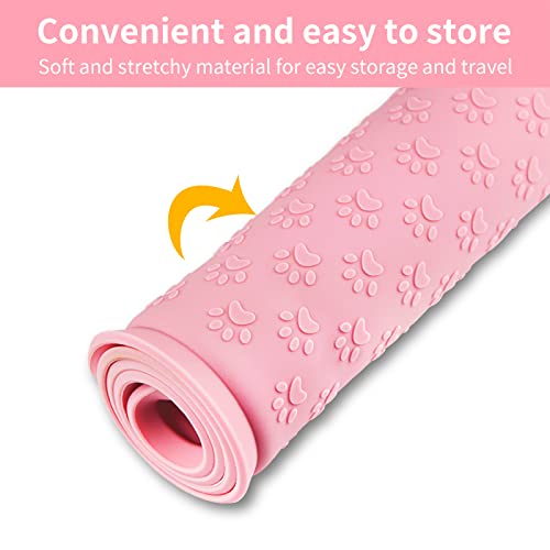 Pet Placemat for Dog and Cat (11.8"L x 11.8"W / Pink)