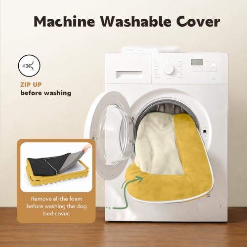 Orthopedic Washable Dog Bed with Bolster for Medium to Large Dogs (36.0"L x 27.0"W x 7.0"Th / Ginger)