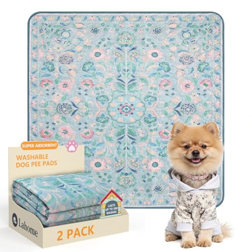 Botanical Washable Reusable Pee Pads for Dogs (Blue-01 / 3FT x 3FT (Pack of 2))