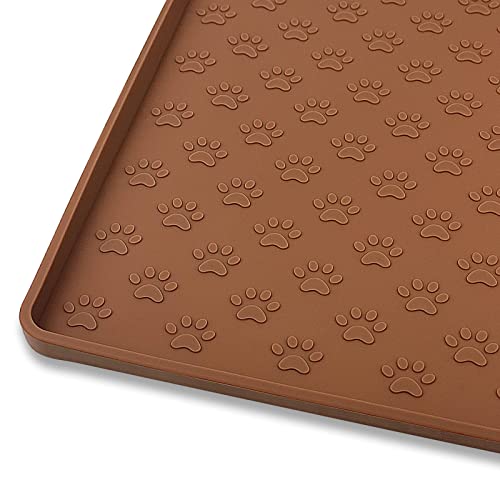 Pet Placemat for Dog and Cat (18"L x 12"W / Brown)