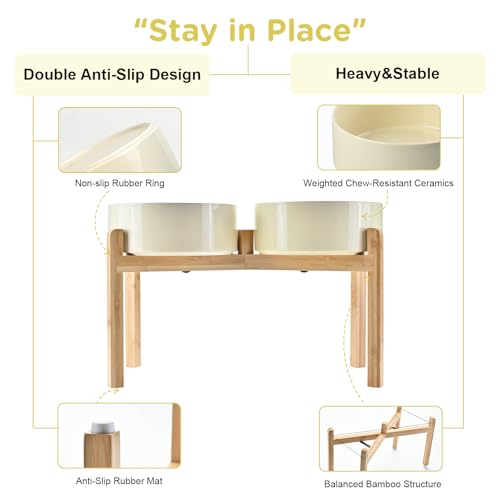 Elevated Dog Bowls Ceramic (8.3 in - 7.6 cups / Beige)