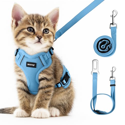 Cat Harness and Leash Set for Walking Escape Proof (Blue / X-Small)
