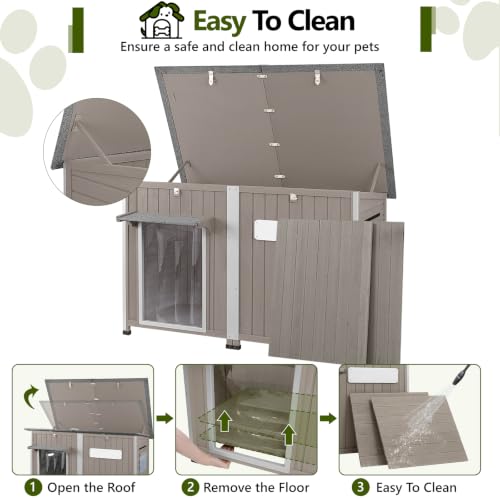 55" Insulated Dog House Outdoor for Large Dogs