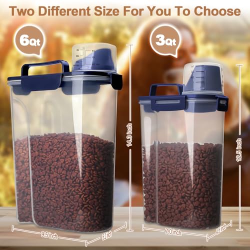 Dog Food Storage Container (Blue 6Qt + 3Qt)