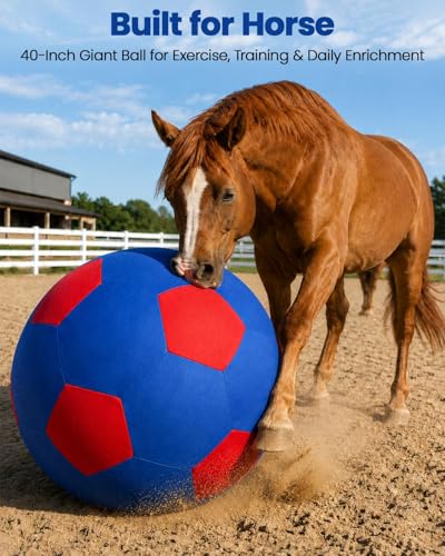 Herding Ball for Horse Ball & Cover 40" Large for Play Herding Ball Horse Toys for Horse (Blue and Red / 40 inches)