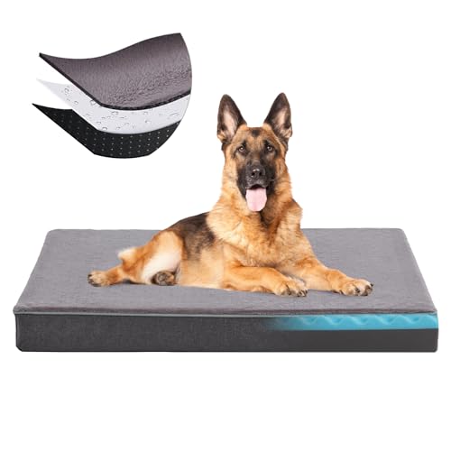Orthopedic Memory Foam Dog Bed for Large Dogs (Grey / XX-Large: 50" x 34" x 5")
