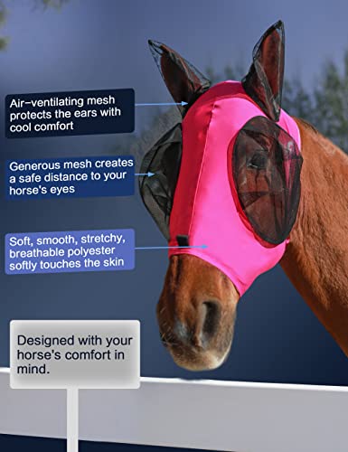 Horse Fly Mask with Ears (Hot Pink / Medium)
