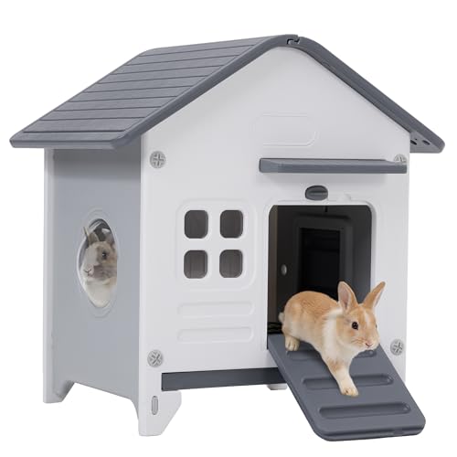 Plastic Rabbit Cage Outdoor Indoor (Grey / 25.6"L x 20.1"W x 27.2"H)