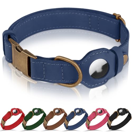 AirTag Dog Collar (Smoky Blue / M, 14"-18" Neck Fit)