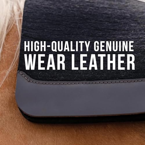 100% Steam Pressed Wool Felt Western Saddle Pad (31" x 32" x 1" / Black)