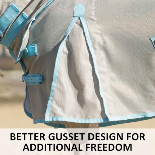 Cooling Soft Interlock Mesh II Horse Fly Sheets (Horse Size 68 / Attached Neck Euro Surcingle / Silver)