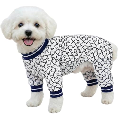 Dog Pajamas Onesie (01 Blue Heart / L (10-15 lb) Chest: 17.8")