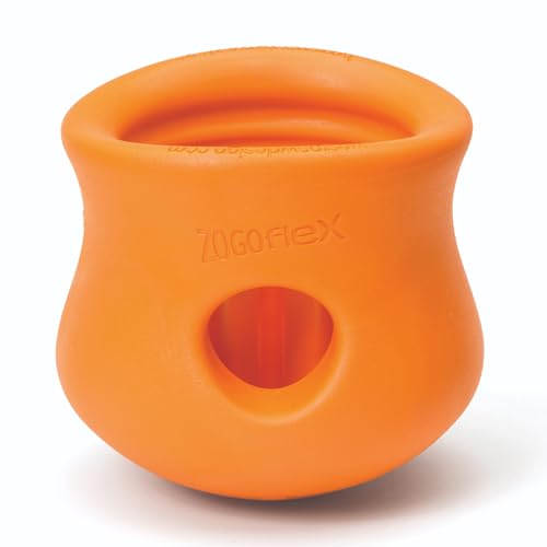 Zogoflex Toppl Interactive Treat Dispensing Puzzle Dog Toy for Mental Stimulation & Enrichment (Large / Tangerine)