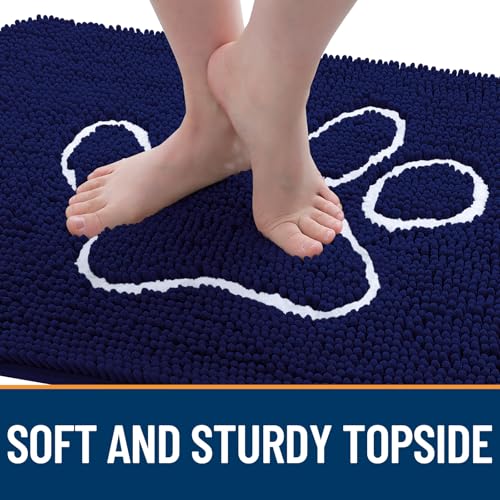 Dog Door Mat for Muddy Paws 47x17 (Navy Blue / 47" X 17")