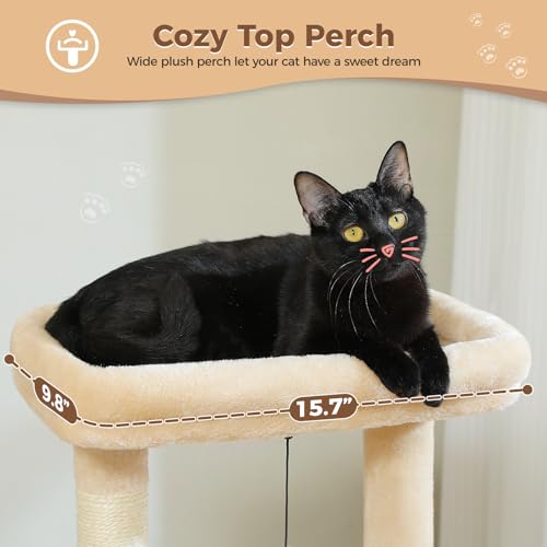 4-in-1 Cat Tree for Kittens & Small Cats, 33in Beige Tower (Beige / L(15.8"L x 15.8"W x 33"H))