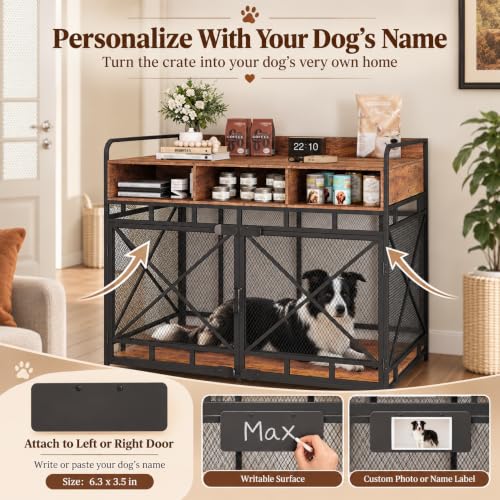 Dog Crate Furniture (48"L x 27.6"W x 38"H / Rustic Brown)