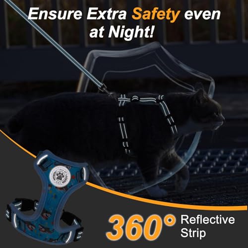 Cat Harness and Leash Set (Shark Blue / S (Chest: 11 - 16"))