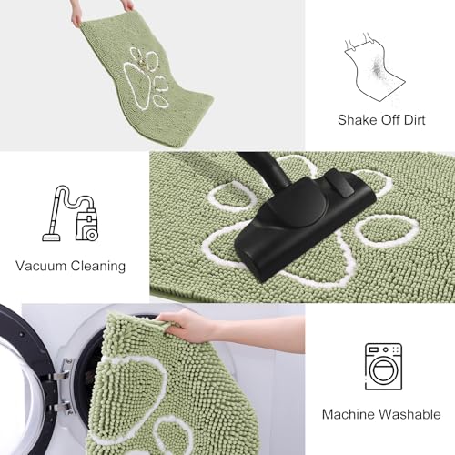 Dog Door Mat for Muddy Paws (47"X24" / Sage Green and White)